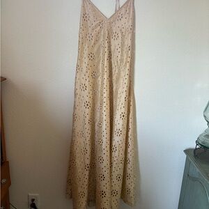 ASOS Cream Eyelet Maxi Dress with shimmery fabric